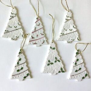 Christmas Tree Shaped Ceramic Ornaments Set of 6 The Homemaker’s Idea Company